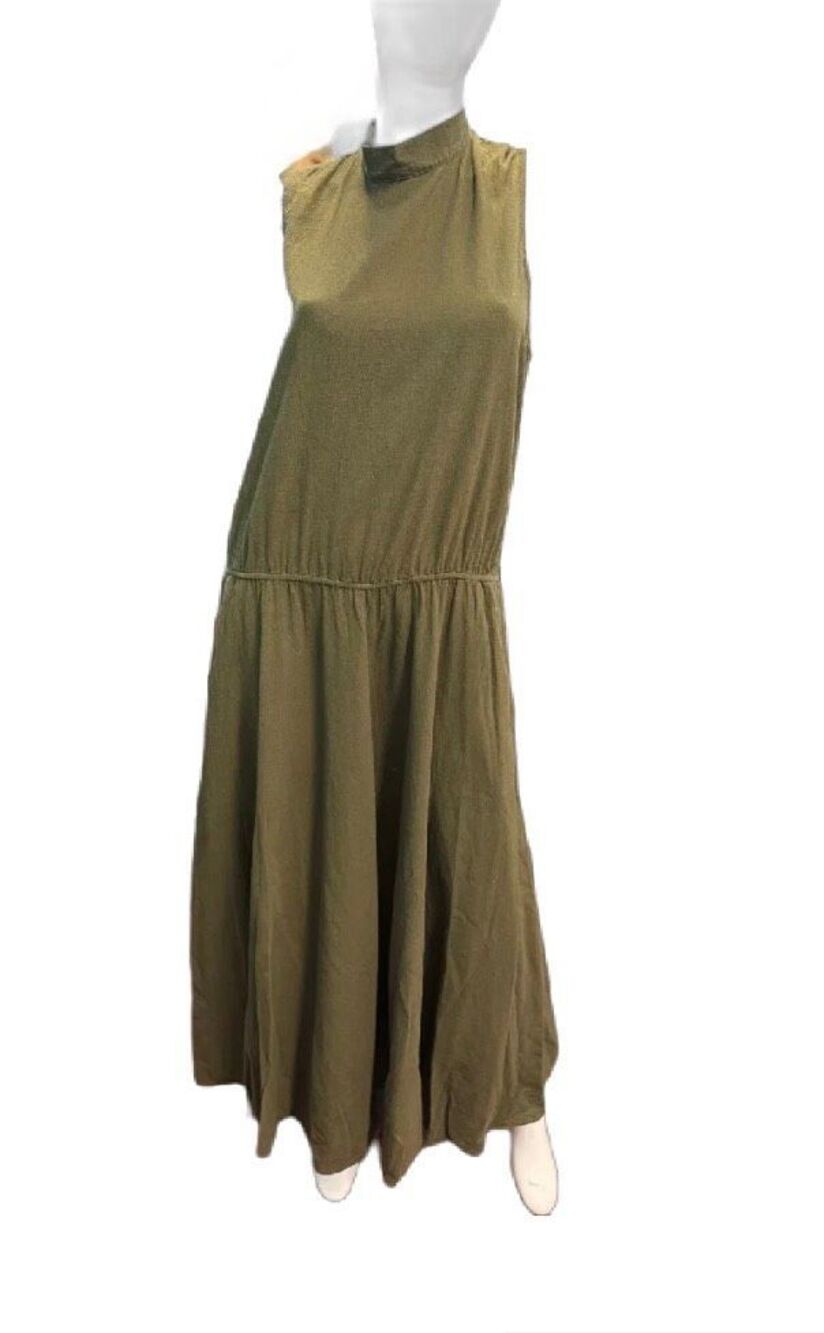 Color Me Cotton Olive Green Maxi Dress Wonens Size large